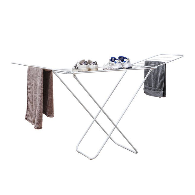 Large Double-Wing Floor-Standing Folding Clothes Drying Rack-White V1161-108202