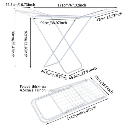 Large Double-Wing Floor-Standing Folding Clothes Drying Rack-White