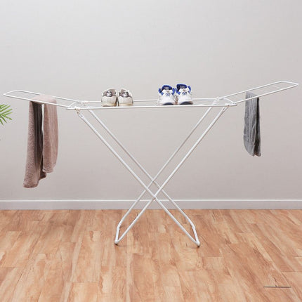 Large Double-Wing Floor-Standing Folding Clothes Drying Rack-White