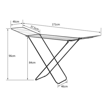 Large Double-Wing Floor-Standing Folding Clothes Drying Rack-Black