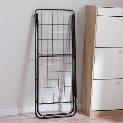 Large Double-Wing Floor-Standing Folding Clothes Drying Rack-Black