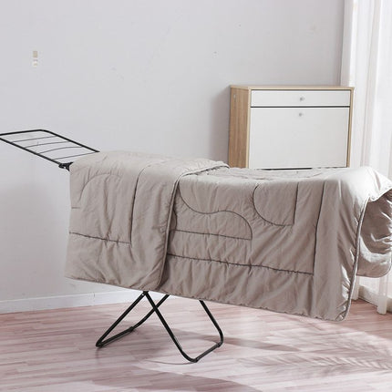 Large Double-Wing Floor-Standing Folding Clothes Drying Rack-Black