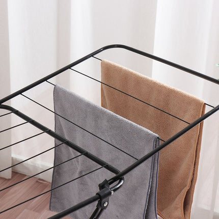 Large Double-Wing Floor-Standing Folding Clothes Drying Rack-Black
