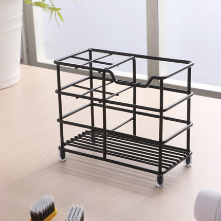 Four-section Toothpaste and Toothbrush Holder-Black