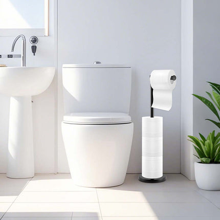 Floor Standing Toilet Paper Holder-Black