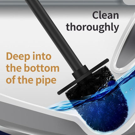 Iron Floor-Standing Toilet Brush Cleaning Brush With Base-Black