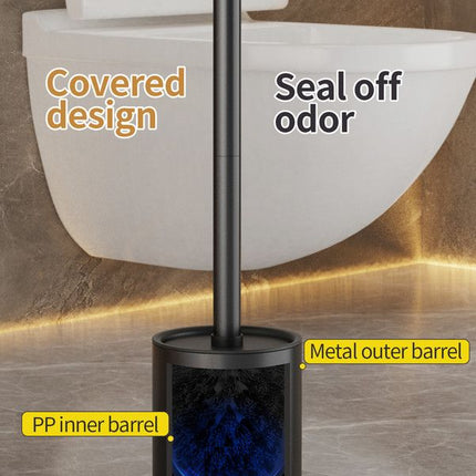 Iron Floor-Standing Toilet Brush Cleaning Brush With Base-Black