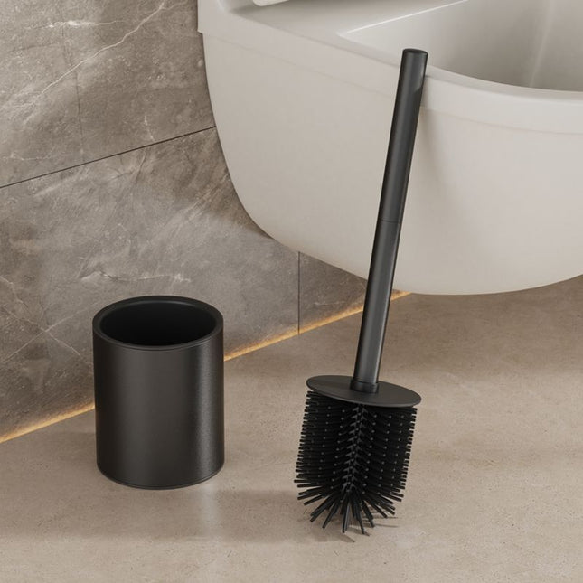 Iron Floor-Standing Toilet Brush Cleaning Brush With TPR Brush Head-Black – product detail