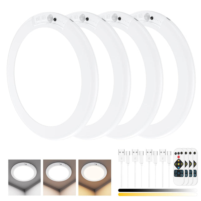 Rechargeable Motion Sensor Ceiling Light with Remote Battery Ceiling Light Wireless 3 Colors