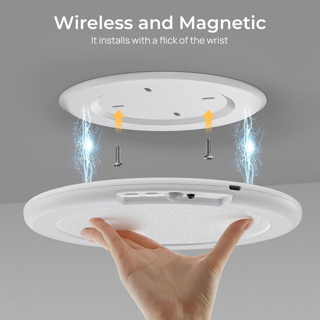Rechargeable Motion Sensor Ceiling Light with Remote Battery Ceiling Light Wireless 3 Colors – product detail