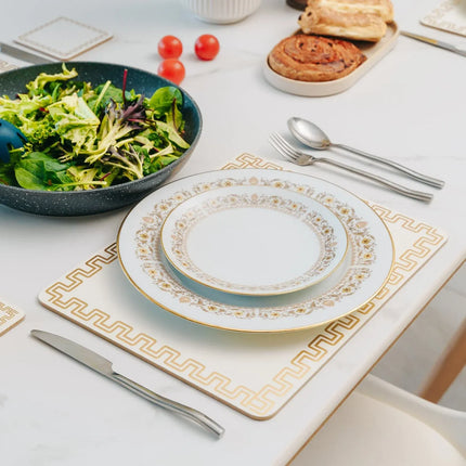 8 Pcs Clevinger MDF Placemats and Coasters Gold Border – shape and profile