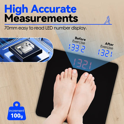 Clevinger Digital Glass Bathroom Scale 180kg Max Capacity – product detail
