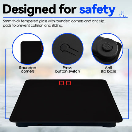 Clevinger Digital Glass Bathroom Scale 180kg Max Capacity – product features