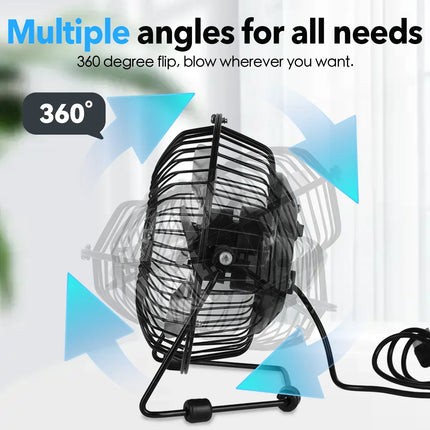 360° Tilt Adjustable USB Portable Mini Desk Fan