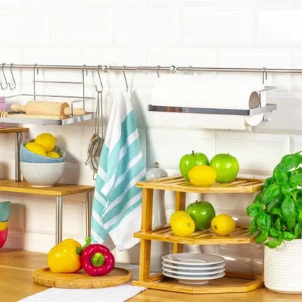 3 Tiers Bamboo Kitchen Rack Storage – shape and profile