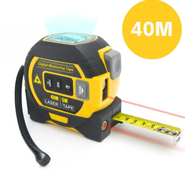 40m Laser Measure Cross-line Laser Level 5m Tape Measure Yellow V1181-HO0304-YE
