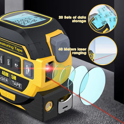 40m Laser Measure Cross-line Laser Level 5m Tape Measure Yellow – shape and profile