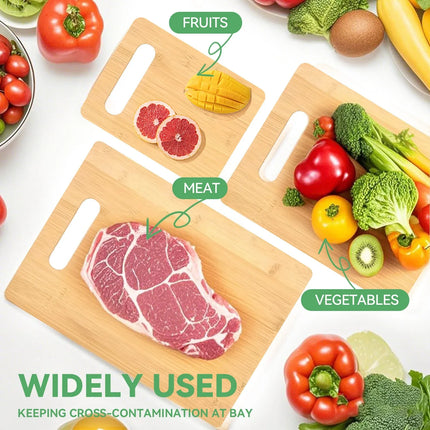 3 Pcs Bamboo Cheese Cutting & Serving Chopping Board Set – shape and profile