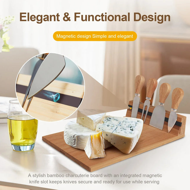 Bamboo Cheese Board and Knife Set V1181-KU0196
