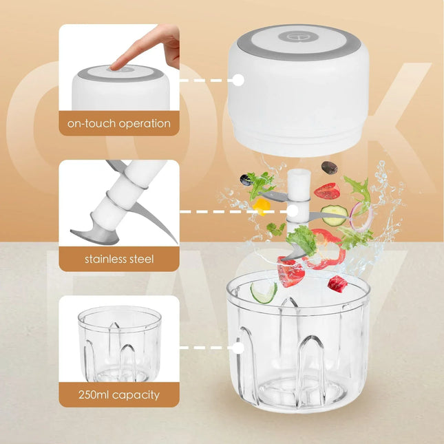 250ml Cordless USB Rechargeable Mini Food Chopper – product detail