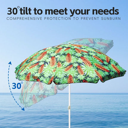 Lazy Dayz 1.8m Tiltable Beach Umbrella with Carry Bag - Makena
