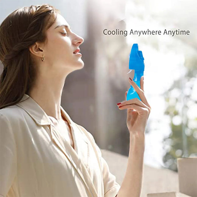 Handhold Battery Powered Personal Water Spray Fan-Blue/Pink – product detail