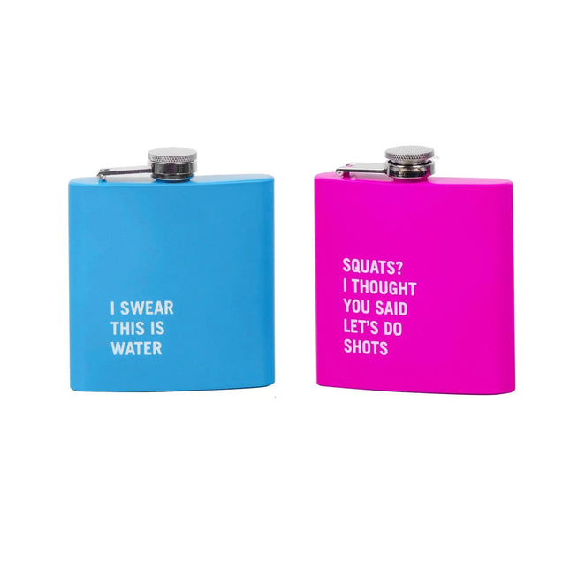 2 Pcs Stainless Steel Hip Flask (175 ml Each) Funny Quotes 4 Super Bright Colours