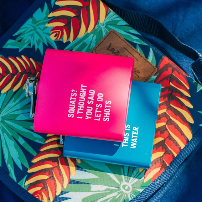 2 Pcs Stainless Steel Hip Flask (175 ml Each) Funny Quotes 4 Super Bright Colours – product detail