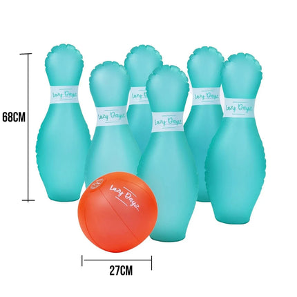 7 Pcs Lazy Dayz Pool Beach Inflatable Bowling Set Toy