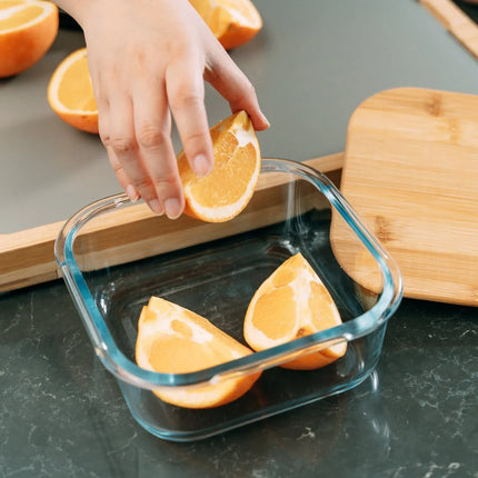 Medium Bamboo Food Container – Clear Glass with Bamboo Lid