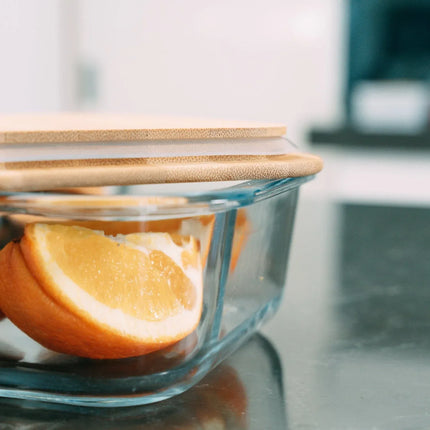 Medium Bamboo Food Container – Clear Glass with Bamboo Lid