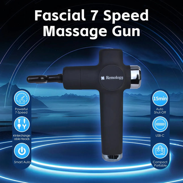 Remology Impact Therapy 7 Adaptive Speed USB-C Fascial Massage Gun with 4 Heads V1181-RM0037