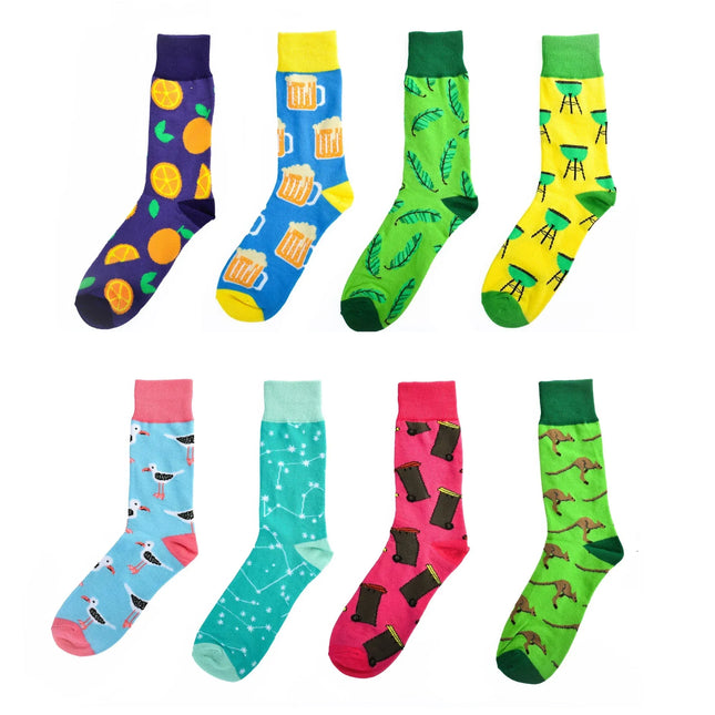 8 Pairs Fashion Novelty Funny Socks one Size 5-13 Men Socks Women Socks 2 V1181-SE0002