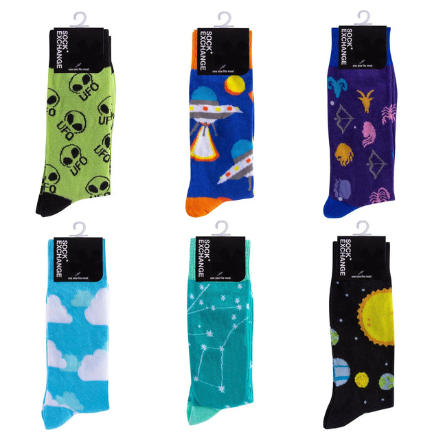 6 Pairs Fashion Novelty Funny Socks one Size 5-13 Men Socks Women Socks 6 V1181-SE0011
