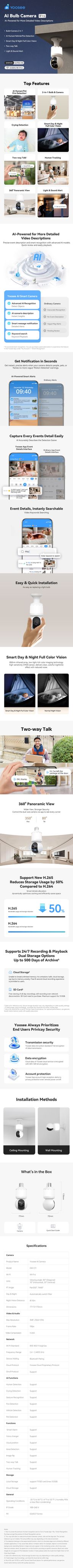 Yoosee AI Bulb Camera C11 – product detail