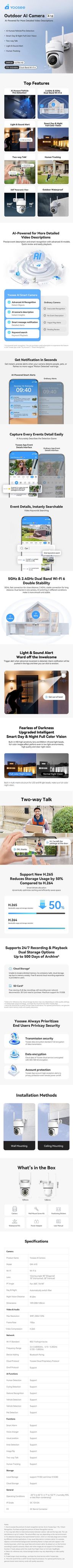 Yoosee AI Outdoor Camera A10 – product detail