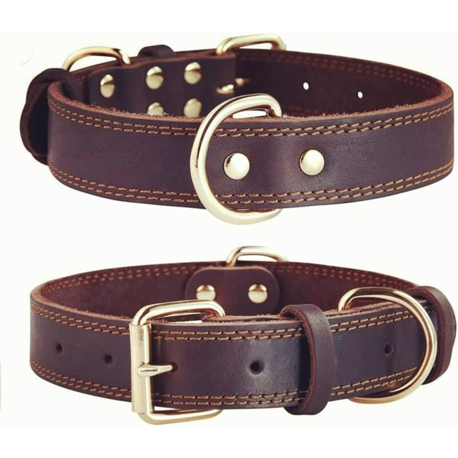 Premium Genuine Leather Dog Collar/Durable Real Leather Adjustable Collars For Male Female (size XS)