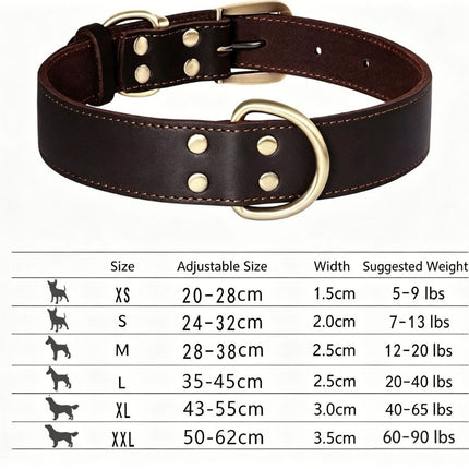 Premium Genuine Leather Dog Collar/Durable Real Leather Adjustable Collars For Male Female （size: XL）