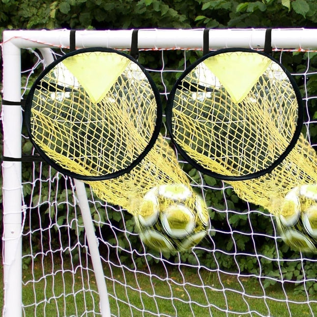2 Football Goal Training Nets durable stable for shooting practice easy to assemble and remove Yellow