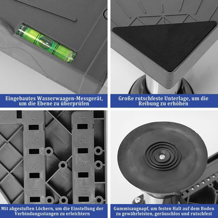 Non-slip washing machine base with vibration-damping legs, strong load-bearing capacity, 31-34cm