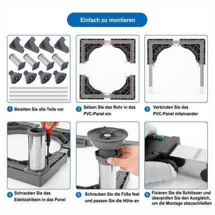 Washing machine base with vibration-damping legs, strong load-bearing capacity, non-slip and practical, 16-19cm