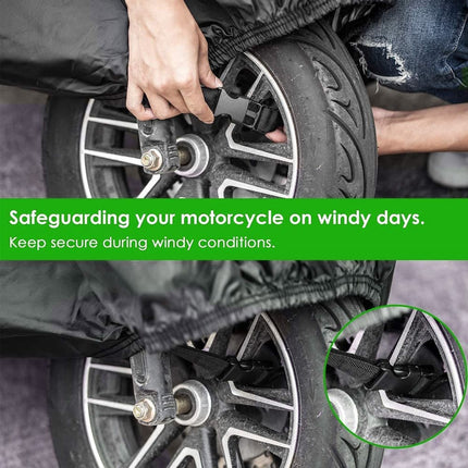 1x Waterproof Motorcycle and Moped Cover with Reflective Strips, Rain UV Dust Resistant Black, 245x105x125cm
