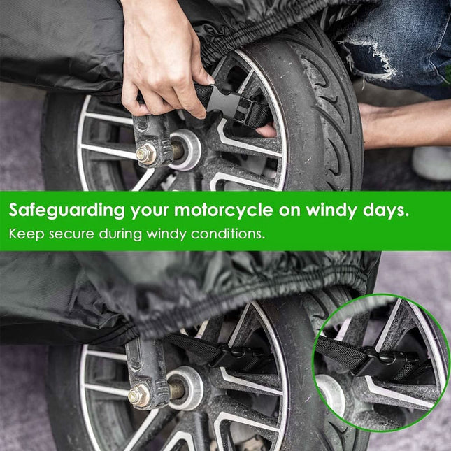 Waterproof Motorcycle and Moped Cover with Reflective Strips Rain UV Dust Resistant Black 230x95x125cm – product detail