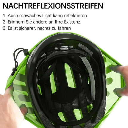 Reflective Bicycle Helmet Cover, Water and Wind Resistant Rain Cover, Green
