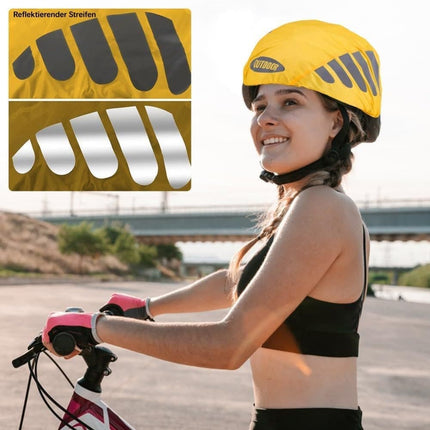 Reflective Bicycle Helmet Cover, Universal Fit, Wind and Water Resistant, Yellow