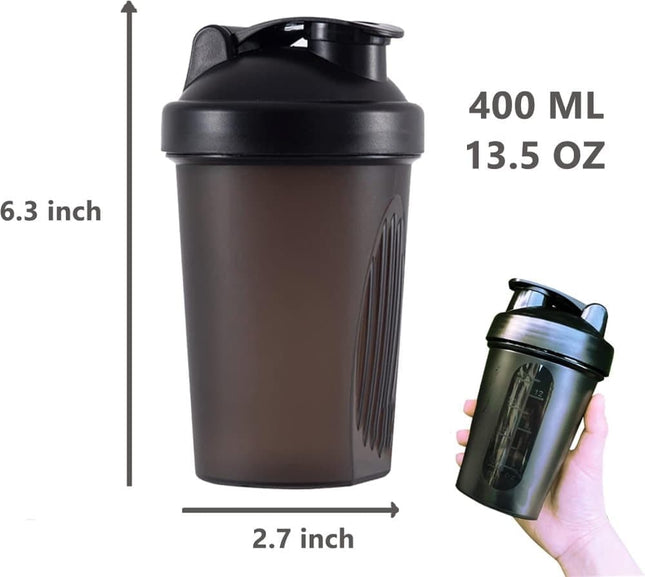 400ml Protein Shaker with Leak-proof Design Stainless Steel Strainer and Measuring Scale Multiple Colors – product detail