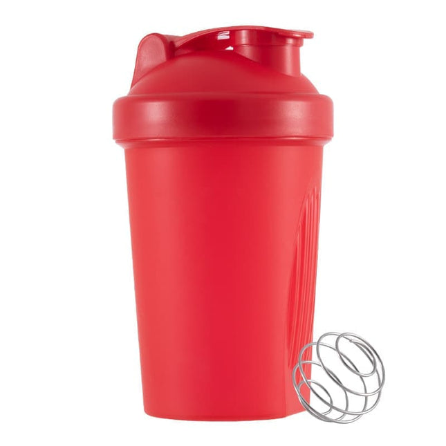 400ml Protein Shaker with Leak-proof Lid Stainless Steel Strainer and Measuring Scale RED
