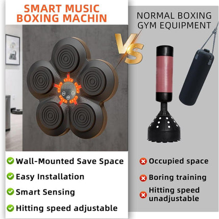 Smart Electric Boxing Trainer with Speaker, Black, Compatible with Smart Music Boxing Machine（Adults）