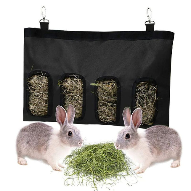 Pet Feeding Bag (Oxford Cloth) Size two holes Color Black for Rabbits/Guinea Pigs (1pc) V1188-MS-424-0008