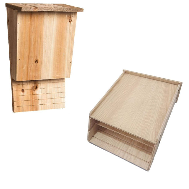 Bat House (Wooden) Size 240mm 83mm 93mm Color Brown for Bats Outdoor Use (1pc) V1188-MS-424-0014